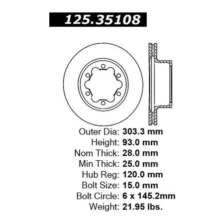 Centric Centric Premium High Carbon Alloy Brake Rotor, Centric Parts 125.35108 125.35108